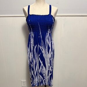 Blue and White Sleeveless Dress